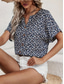 billige Blomstrete topper-Dame Bluse Blomstret Stilfull Fritid Kortermet Crew-hals Vanlige topper Daglig Knapper Trykt mønster Rosa Navyblå Oransje Sommer