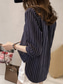 cheap Stripe&amp;Geometric Tops-Women&#039;s Shirt Striped Stylish Casual 3/4 Length Sleeve Crew Neck Regular Tops Daily Buttons Print White Pink Navy Blue Light Blue Summer