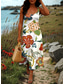 preiswerte Blumenkleider-Damen Maxikleid A Linie Kleid Schulterfreies Kleid Urlaub Lässig Strand Party Normale Passform Blumen Grafik Ärmellos Quadrathals Schwarz Weiß Blau Grün Sommer Frühling