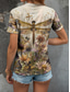 cheap Animals tee-Women&#039;s T Shirt Floral Graphic Dragonfly Vintage Stylish Classic Short Sleeve Crew Neck Round Neck Regular Tops Daily Print Yellow Red Blue Purple Green Summer Spring
