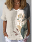 cheap Floral tee-Women&#039;s Shirt Floral Graphic Plants Stylish Classic Casual Short Sleeve Crew Neck Regular Tops Daily Beach Wear Vacation Wear Print Light Green Khaki Light Blue Summer Spring
