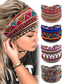 billige Hårtilbehør for kvinner-Fargerike boho twist-pannebånd for kvinner – myke, elastiske og brede hårbånd for yoga, festivaler og fritidsklær