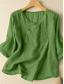 economico Camicie-Per donna Camicia Blusa Camicie di cotone e lino Tinta unica Elegante Casual Manica 3/4 Girocollo Top Regolari Quotidiano Ricamato Bottoni Giallo Rosso Viola Verde Estate Primavera