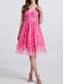 cheap Cocktail Dresses-A-Line Quinceanera Dresses Elegant Dress Wedding Wedding Guest Knee Length Sleeveless Sweetheart Polyester Backless with Floral Print Wedding Guest Dress 2025