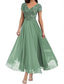 cheap Floor Length-A-Line Mother of the Bride Dress Elegant V Neck Floor Length Polyester Short Sleeve with Solid Color 2025