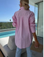 cheap Women&#039;s Stripe&amp;Geometric Tops-Women&#039;s Shirt Floral Stylish Casual Long Sleeve Shirt Collar Regular Tops Daily Buttons Pocket Print Pink Blue Khaki Summer Spring