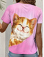 cheap Animals tee-Kayomi Harai Women&#039;s T Shirt Graphic Animal Cute Stylish Casual Short Sleeve V Neck Regular Tops Daily Print Pink Summer