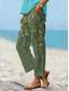 cheap Straight-Leg Pants-Women&#039;s Wide Leg Elegant Vacation Vintage Full Length High Waist Floral Graphic Printing Breathable Soft Micro-elastic Outdoor Daily Forest Green Milk Green Summer Spring Loose Fit