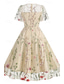 ieftine rochie florală-Pentru femei Rochie Mini Rochie A line Rochie din Tul Elegant Petrecere cocktail În aer liber Serată Petrecere Brodat Plasă Fit regulat Floral Manșon scurt Stil Nautic Albastru piscină Negru Alb