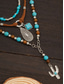 voordelige Dames ketting-Set gelaagde turquoise kralenkettingen voor dames in westernstijl – boho statement sieraden met cactus- en traanvormige bedels, ideaal voor festivals, countryconcerten en vrijetijdskleding
