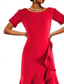 abordables Robe Simple-Femmes Robe Midi Robe de Bal Robe de Soirée Robes Péplum Mode Soirée Coupe régulière Uni Manche Courte Col ras du cou Noir Vin Été