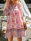 ieftine Rochii Boho-Pentru femei Rochie Mini Rochie florala Rochie Boho Rochie imprimata Clasic Modern În aer liber Vacanță Concediu Fit regulat Floare Manșon Lung În V Galben Roz Îmbujorat Bleumarin Albastru piscină