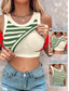 preiswerte Streifen- und geometrisches Tanktop-Damen Camisole-Tanktop Gestreift Täglich Stilvoll Lässig Ärmellos Rundhalsausschnitt Normale Oberteile Täglich Druck Schwarz Weiß Blau Grün Sommer