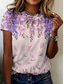 ieftine tricou floral-Pentru femei Tricou Floral Grafic Plante Epocă Stilat Clasic Manșon scurt Stil Nautic Topuri obișnuite Zilnic Sfârșit de săptămână Imprimeu Roz Îmbujorat Vară