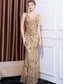 cheap GREEN-Mermaid / Trumpet Quinceanera Dresses Elegant Dress Formal Wedding Floor Length Sleeveless Crew Neck Sequined with Sequin 2025