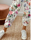cheap Straight-Leg Pants-Women&#039;s Culottes Wide Leg Elegant Vacation Vintage Full Length High Waist Floral Graphic Printing Breathable Soft Micro-elastic Outdoor Daily Daily Wear rice white Summer Spring Regular Fit