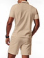 abordables Polo Classique pour Hommes-Homme Polo Polo quart de zip Extérieur Tenue quotidienne Revers Manche Courte Mode Hawaïen Uni 2 pièces Été Coupe régulière Noir Blanche Bleu Roi Vert Kaki Gris Polo