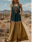 abordables Robes Bohémiennes-Femmes Robe Longue Maxi Robe Robe Décontractée Robe évasée Robe d&#039;été Robe bohème ancien Vacances Quotidien Fête Coupe régulière Fleuri Sans manches Col en V Marron Été