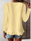 cheap Plain Tops-Women&#039;s Blouse Solid Color Stylish Casual Long Sleeve Crew Neck Regular Tops Daily Ruffle Eyelet White Yellow Blue Green Summer Spring
