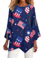 cheap Independence Day Top-Women&#039;s Patriotic  Shirt Flag Stylish Casual 3/4 Length Sleeve Crew Neck Regular Tops Daily Print White Red Navy Blue Blue Summer Spring