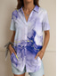 cheap Art&amp;Design Tops-Women&#039;s Shirt Graphic Color Gradient Abstract Vintage Tropical Daily Sleeveless Short Sleeve Shirt Collar Regular Tops Daily Pink Blue Purple Summer Spring