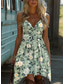 billige Boho-kjole-Dame Mini kjole Solkjole Slipkjole Off The Shoulder-kjole Ferie Fritid Bohem utendørs Cocktailfest Ut på byen Standard passform Blomstret Grafisk Ermeløs V-hals Gul Rosa Blå Grønn Sommer Vår
