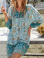 ieftine Rochii Boho-Pentru femei Rochie Mini Rochie florala Rochie Boho Rochie imprimata Clasic Modern În aer liber Vacanță Concediu Fit regulat Floare Manșon Lung În V Galben Roz Îmbujorat Bleumarin Albastru piscină