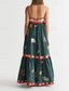 cheap Boho Dress-Women&#039;s Long Dress Maxi Dress Casual Dress Slip Dress Boho Dress Fashion Outdoor Party Holiday Regular Fit Painting Sleeveless Spaghetti Strap Dark Green Summer