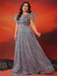 cheap CHAMPAGNE-A-Line Plus Size Dresses Elegant Curve Dress Formal Wedding Floor Length Sleeveless V Neck Lace with Sequin