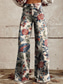 preiswerte weites Bein und hohe Taille-Damen Weites Bein Chinos Urlaub Mode Streetwear Volle Länge Hohe Taille Blumen Tasche Drucken Bequem Weich Mikroelastisch Outdoor Straße Weiß Gelb Marinenblau Blau Sommer Frühling Normale Passform