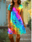 ieftine rochie florală-Pentru femei Rochie Mini Rochii Tricou Rochie A line Rochie de vară Casual Zilnic Fit regulat Ombre Grafic Geometric Manșon scurt Crewneck Albastru piscină Mov Portocaliu Vară Primăvară