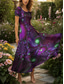 cheap Art&amp;Design Dress-Women&#039;s Maxi Dress Casual Dress A Line Dress Summer Dress Elegant Vacation Casual Regular Fit Graphic Abstract Short Sleeve Square Neck Red Blue Purple Green Summer Spring
