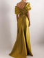 cheap YELLOW-Yellow Dress High Fashion Mustard Dress Mermaid / Trumpet Evening Gown Cocktail Dress Formal Wedding Floor Length Sleeveless Off Shoulder Satin with Ruched Details Slit 2025