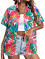 cheap Floral Tops-Women&#039;s Shirt Floral Graphic Vintage Tropical Daily Sleeveless Short Sleeve Shirt Collar Regular Tops Daily Navy Blue Light Blue Summer Spring
