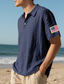 ieftine Polo clasic pentru bărbați-Bărbați Cămașă de golf Tricouri polo de golf Muncă Casual Rever Manșon scurt De Bază Modern Drapelul SUA american Nasturi Vară Fit regulat Kaki Deschis Negru Alb Bleumarin Verde Militar Gri Cămașă de