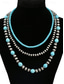 abordables Collier pour femme-Collier multicouches en perles turquoise pour femme – bijoux de style bohème du sud-ouest pour tenues décontractées, fêtes sur la plage et festivals d'été