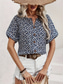 billige Blomstrete topper-Dame Bluse Blomstret Stilfull Fritid Kortermet Crew-hals Vanlige topper Daglig Knapper Trykt mønster Rosa Navyblå Oransje Sommer