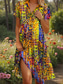 abordables Art &amp; Design Robe-Femmes Robe Midi Robe trapèze Robe d&#039;été Vacances Occasionnel Chaussures de plage Date Robe d&#039;Été Coupe régulière Graphique Géométrique Abstrait Manche Courte Revers Jaune Rouge Bleu Violet Été