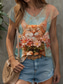 cheap Animals Tank Top-Women&#039;s Animals Camisole Tank Top Floral Graphic Cat Vintage Tropical Stylish Sleeveless Short Sleeve V Neck Regular Tops Daily Print Orange Summer Spring