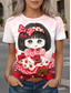 voordelige Kunst &amp; Design t-shirt-Kayomi Harai dames t-shirt bloemenprint cartoon schattig stijlvol casual korte mouw ronde hals normale tops dagelijks print rood zomer lente