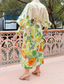 abordables Vestidos casuales con flores-Mujer vestido largo vestido largo Vestidos de lino y algodón Vestido informal Moda Manga Farol Exterior Fiesta Festivos Ajuste regular Flor Manga Larga Cuello Camisero Verde Trébol Verano