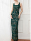 cheap Under $129.99-Green Embroidered Dress Mother of the Bride Dress Elegant Scoop Neck Floor Length Sleeveless with Sequin Tassel 2025