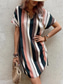 cheap Casual Floral Dresses-Women&#039;s Mini Dress Elegant Dress Stylish Sexy Casual Regular Fit Stripe Short Sleeve V Neck Black Summer