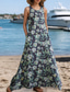 cheap Print Floral Presses-Women&#039;s Maxi Dress A Line Dress Summer Dress Boho Daily Holiday Regular Fit Floral Color Block Sleeveless Crew Neck White Blue Summer
