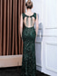 cheap GREEN-Mermaid / Trumpet Quinceanera Dresses Elegant Dress Formal Wedding Floor Length Sleeveless Crew Neck Sequined with Sequin 2025