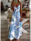 economico Abiti floreali-Per donna Abito maxi Vestito Estivo Abito a trapezio Abito Sottoveste Vacanza Casual Boho Spiaggia Vestibilità regolare Grafico Foglia Senza Maniche Scollo a V Blu Verde Estate Primavera