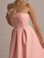 cheap White Graduation Dresses-Women&#039;s Midi Dress White Dress Graduation Dress Prom Dress Party Dress Fashion Wedding Party Evening Party Regular Fit Plain Sleeveless Strapless Black White Yellow Pink Summer