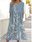ieftine rochie florală-Pentru femei Rochii Midi Rochie A line Rochie de vară Vacanță Casual Zilnic Concediu Potrivire Largă Floral Grafic Manșon Jumate Stil Nautic Albastru celest Albastru păun Vară