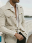 cheap Men&#039;s Jackets &amp; Coats-Men&#039;s Lightweight Jacket Summer Jacket Shirt Jacket Transition Jacket Vacation Daily Pocket Summer Spring Stripes Fashion Classic Lapel Regular Pink Blue Green Khaki Jacket