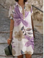 cheap Casual Floral Dresses-Women&#039;s Mini Dress Sundress Casual Beach Daily Regular Fit Flower Short Sleeve Shirt Collar Sky Blue Purple Green khaki Summer